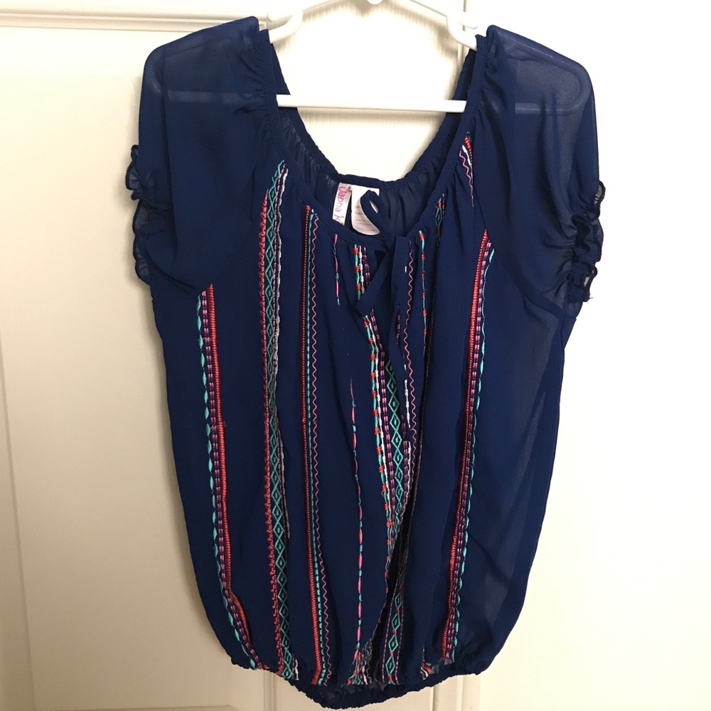 Girl Blue Blouse Bohemian